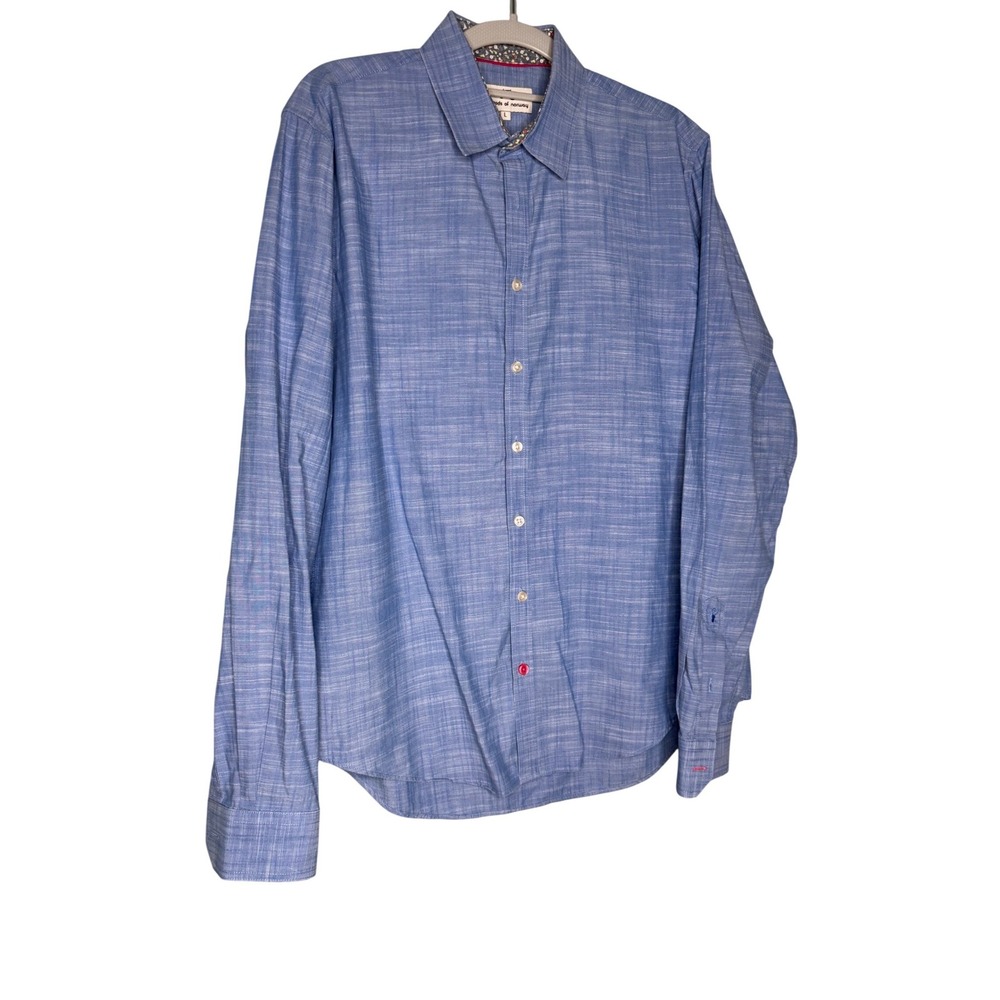 Moods of‎ Norway classy blue button down long sleeve shirt business career wear